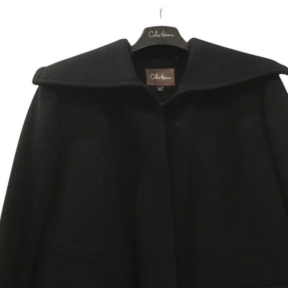 COLE HAAN Wool Cashmere Coat, Black, Size 10 - Picture 15 of 16